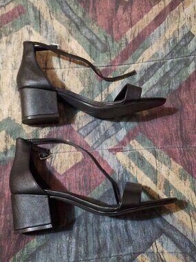 Amazon Essentials Black Block Heel Sandals Ankle Strap Size 11